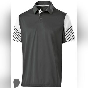 Holloway Arc Polo Dark Gray Striped Size S   0893BK